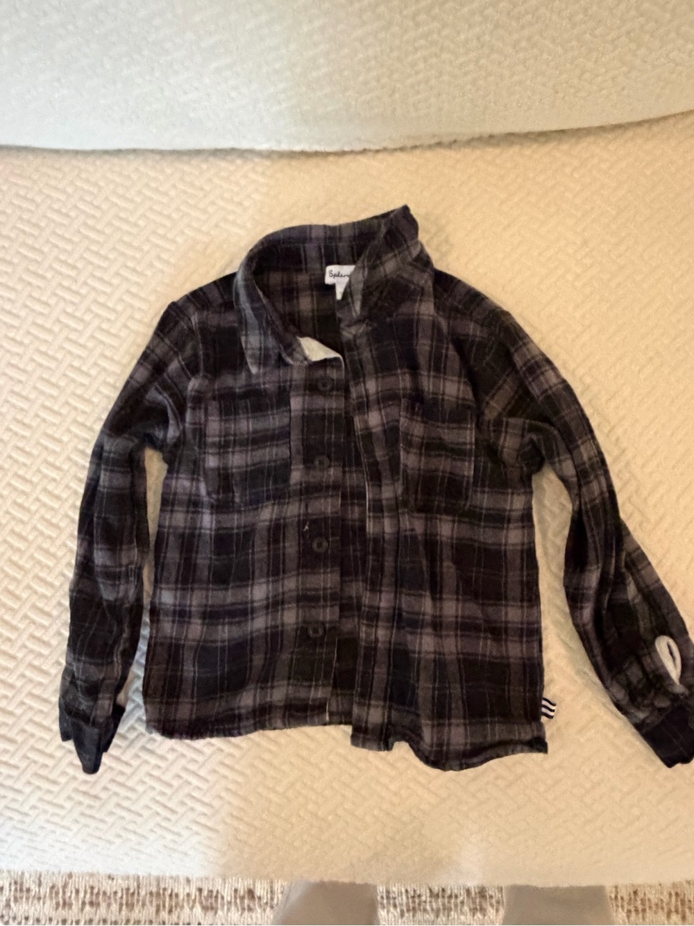 Kids Black & Gray Plaid Button-Up Shirt